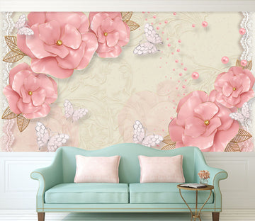 3D Pink Flowers 1467 Wall Murals