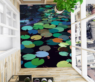 3D Green Lotus Leaf Pattern 96103 Allan P. Friedlander Floor Mural  Wallpaper Murals Self-Adhesive Removable Print Epoxy
