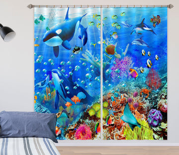 3D Cute Fish 051 Adrian Chesterman Curtain Curtains Drapes