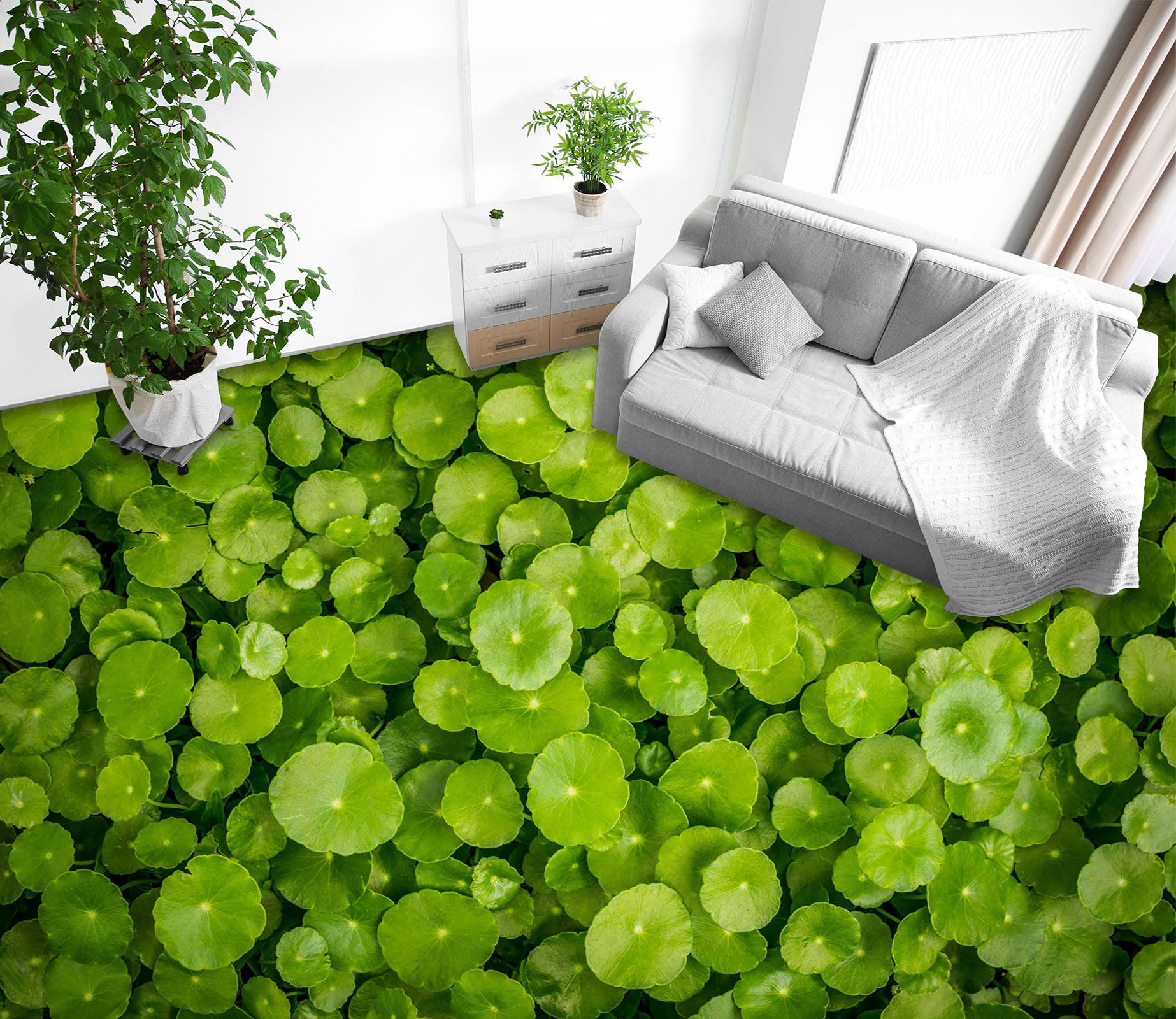 3D Dense Green Duckweed 146 Floor Mural