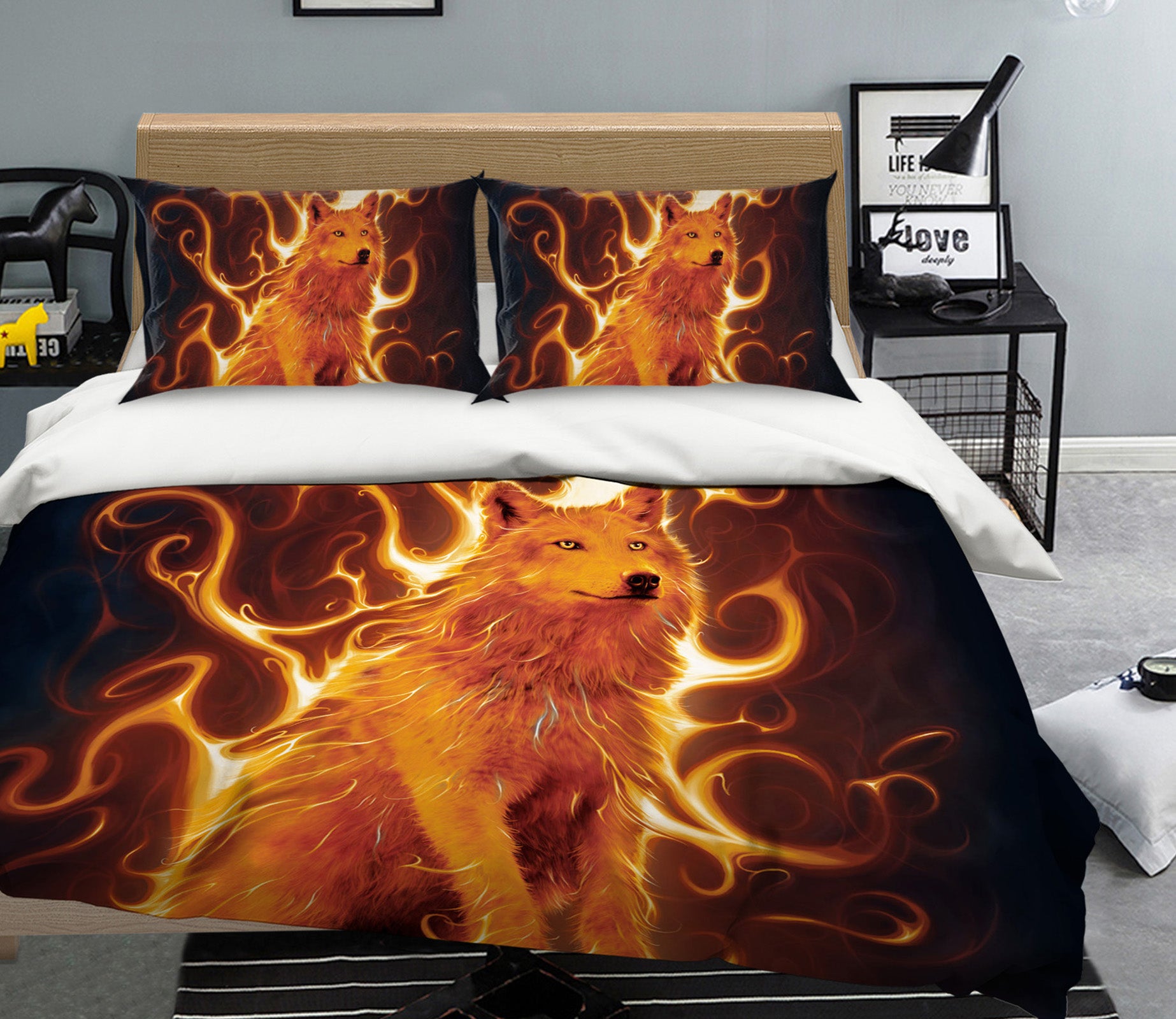 3D Phoenix Wolf Def 069 Bed Pillowcases Quilt Exclusive Designer Vincent
