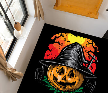 3D Hat Pumpkin 003 Floor Mural  Self-Adhesive Sticker Bathroom Non-slip Waterproof Flooring Murals