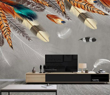 3D Colored Feathers WC1402 Wall Murals