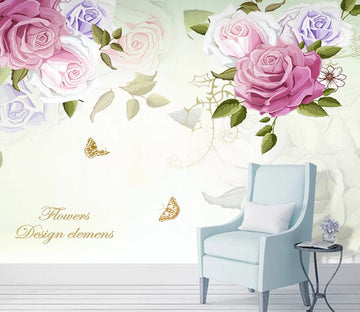 3D Three-color Flowers 037 Wall Murals