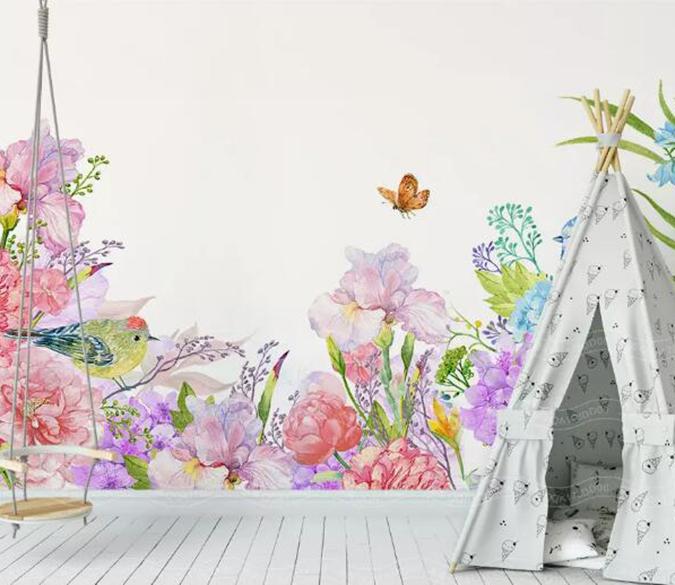 3D Flower Butterfly 407 Wall Murals Wallpaper AJ Wallpaper 2 