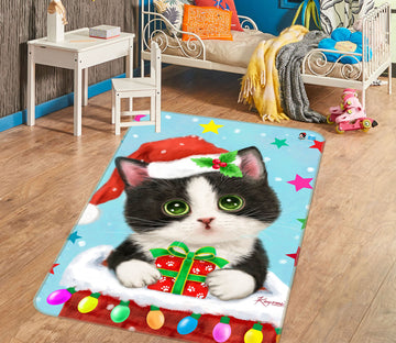3D Christmas Cat Star 5697 Kayomi Harai Rug Non Slip Rug Mat