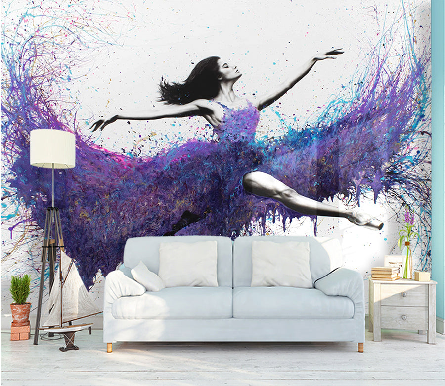 3D Purple Ballet WG198 Wall Murals