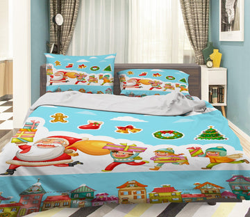 3D Christmas White Beard Gift 28 Bed Pillowcases Quilt Quiet Covers AJ Creativity Home 