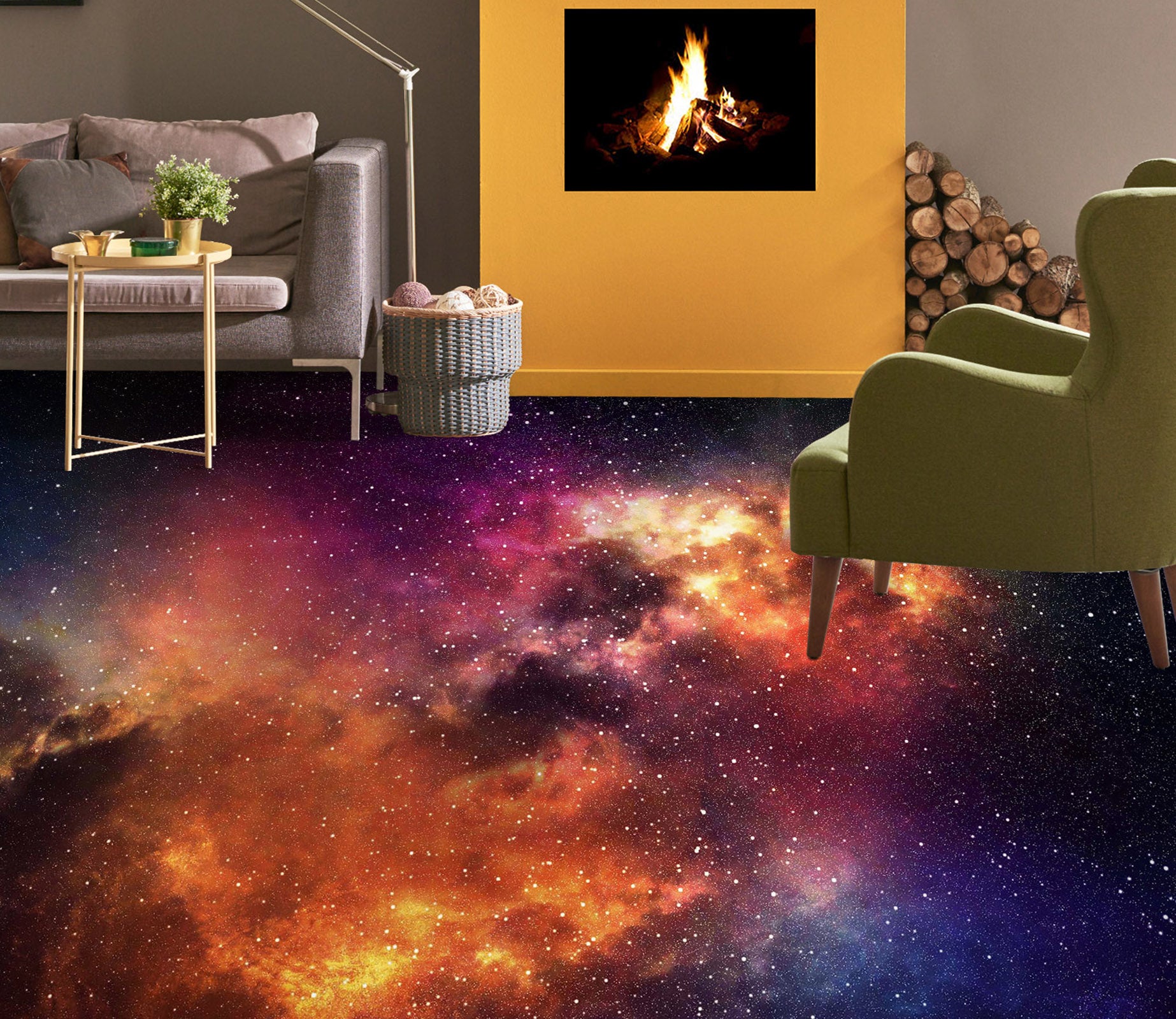 3D Two-color Cosmic Art 1209 Floor Mural  Wallpaper Murals Self-Adhesive Removable Print Epoxy