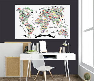 3D Color Painting 234 World Map Wall Sticker