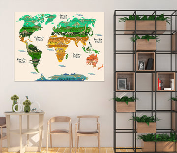3D Seven Oceans 250 World Map Wall Sticker