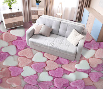 3D Pink White Heart 9870 Assaf Frank Floor Mural  Wallpaper Murals Self-Adhesive Removable Print Epoxy
