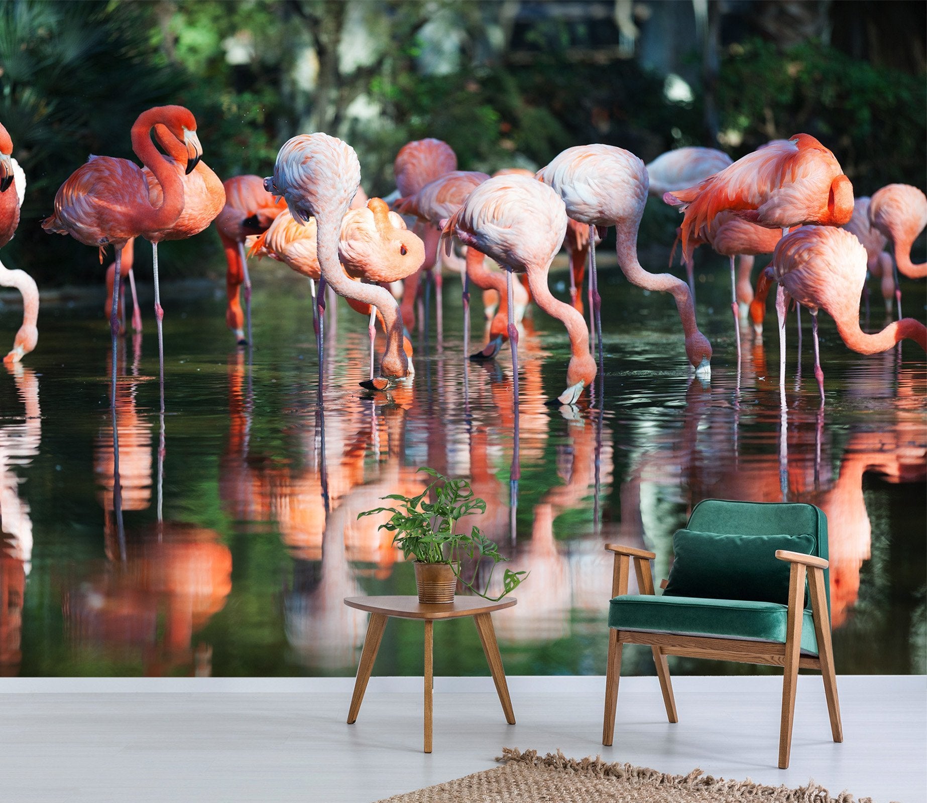 3D Flamingo Splashing 656 Wallpaper AJ Wallpaper 