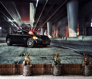 3D Black Maserati 277 Vehicle Wall Murals