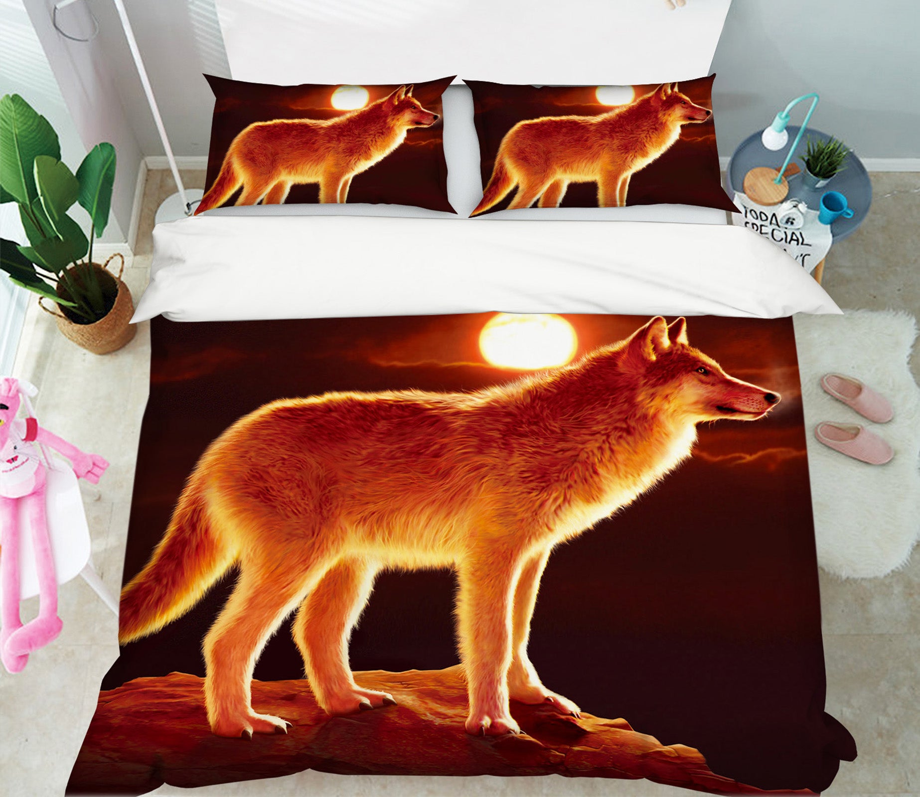 3D Sunset Wolf 084 Bed Pillowcases Quilt Exclusive Designer Vincent