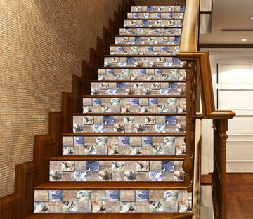 3D Blooming Flowers 282 Marble Tile Texture Stair Risers Wallpaper AJ Wallpaper 