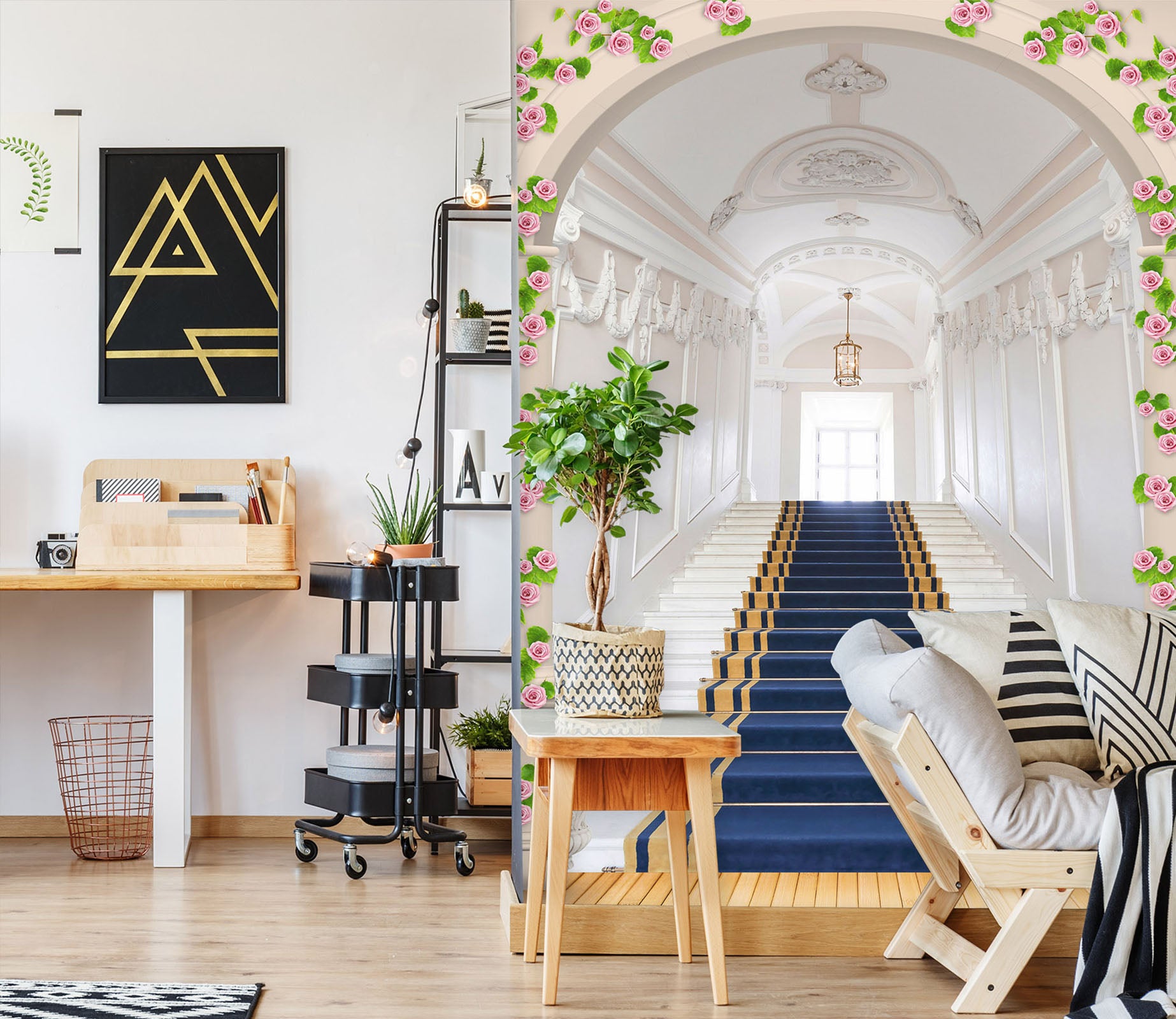 3D Blue Stairs 1879 Wall Murals