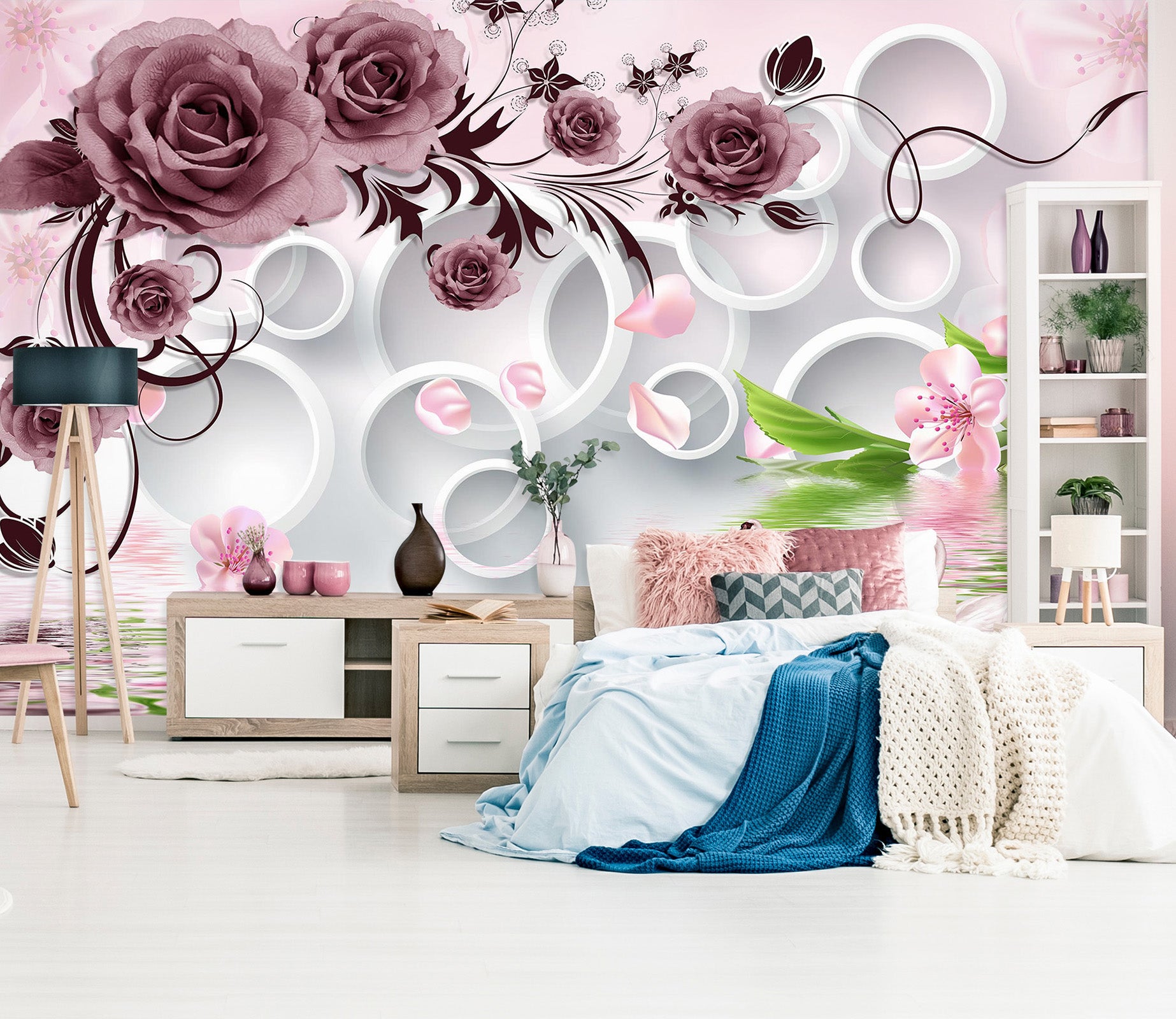 3D Circle Rose 1681 Wall Murals