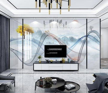 3D Two-color Ribbon 297 Wall Murals