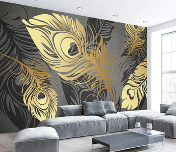 3D Golden Feather WC83 Wall Murals Wallpaper AJ Wallpaper 2 