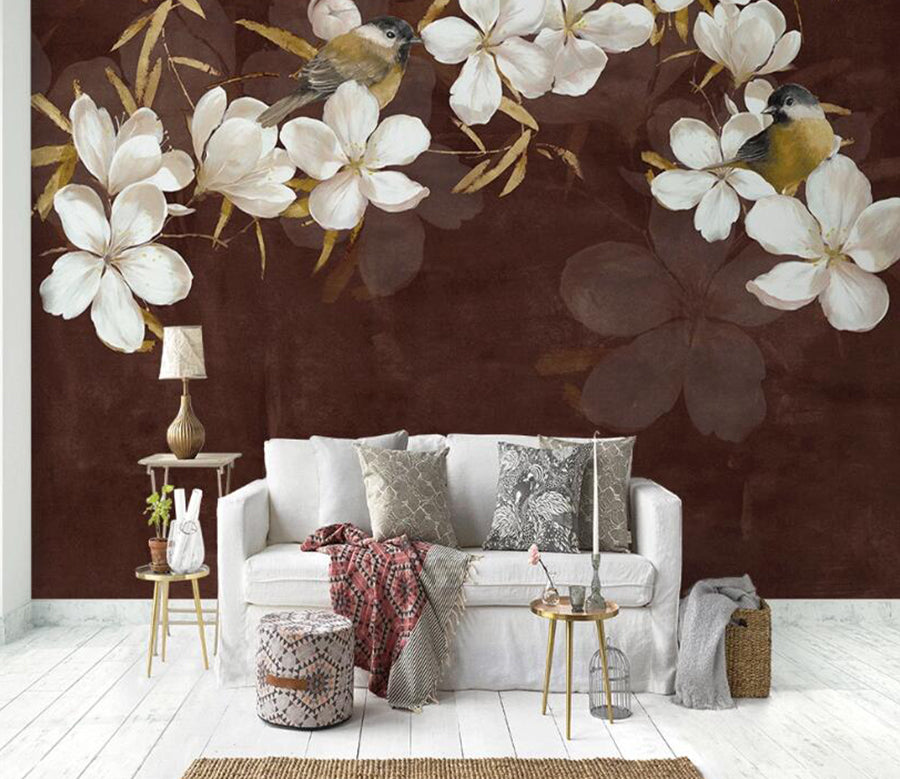 3D Pure White Flowers 899 Wall Murals