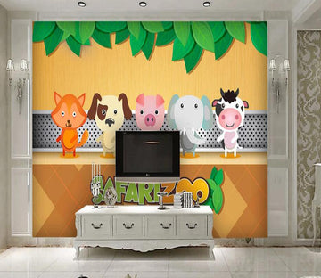 3D Cute Zoo 017 Wall Murals