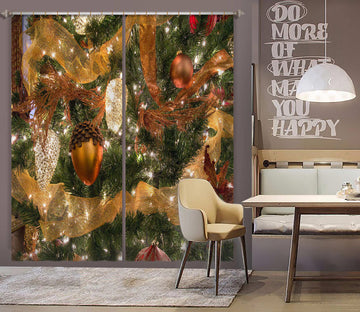 3D Branches Pine Cones 53095 Christmas Curtains Drapes Xmas