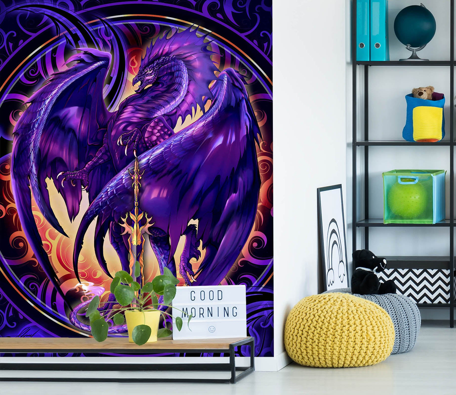 3D Purple Dragon 8132 Ruth Thompson Wall Mural Wall Murals