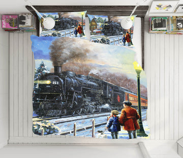 3D Steam Train 12526 Kevin Walsh Bedding Bed Pillowcases Quilt