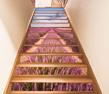 3D Dreamy Lavender Field 468 Stair Risers