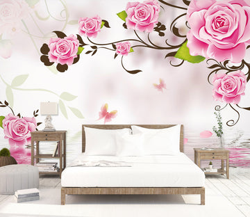 3D Pink Rose 1700 Wall Murals