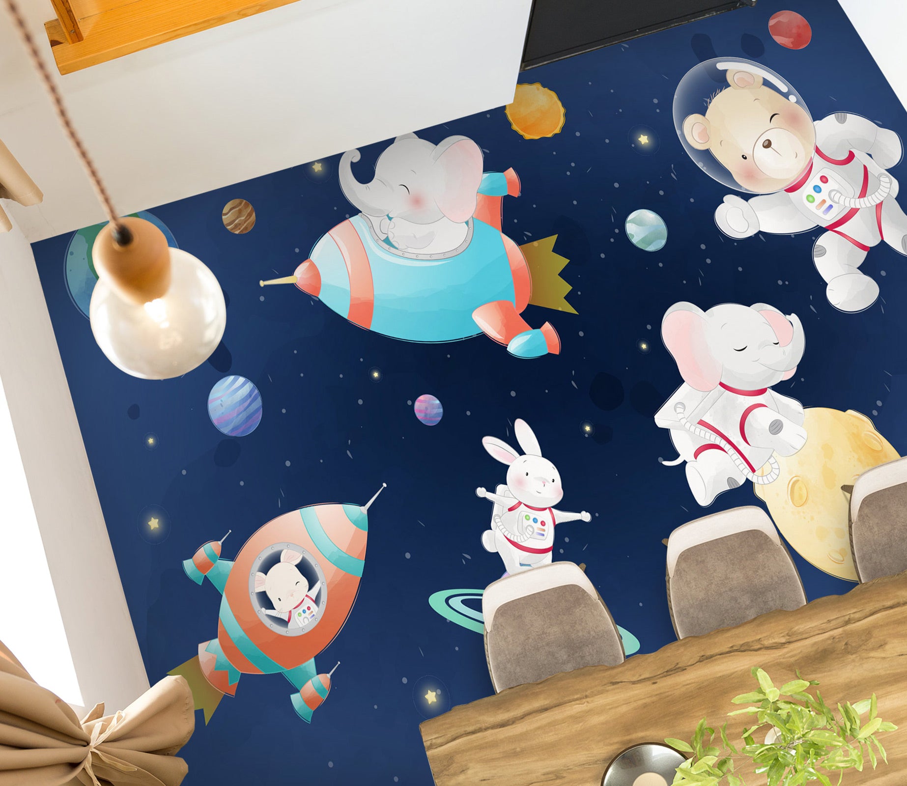3D Space Animals 1125 Floor Mural  Wallpaper Murals Self-Adhesive Removable Print Epoxy