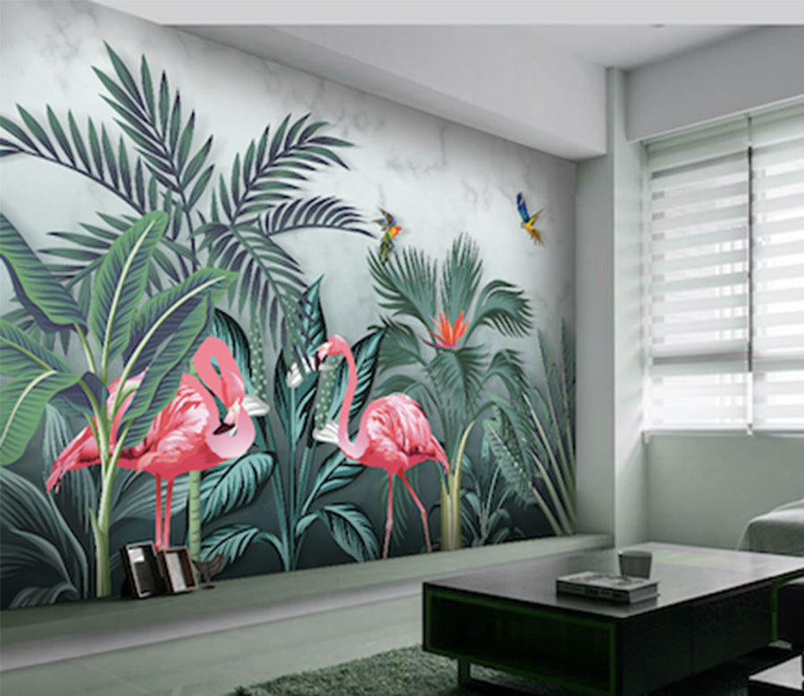 3D Pink Flamingo WG078 Wall Murals