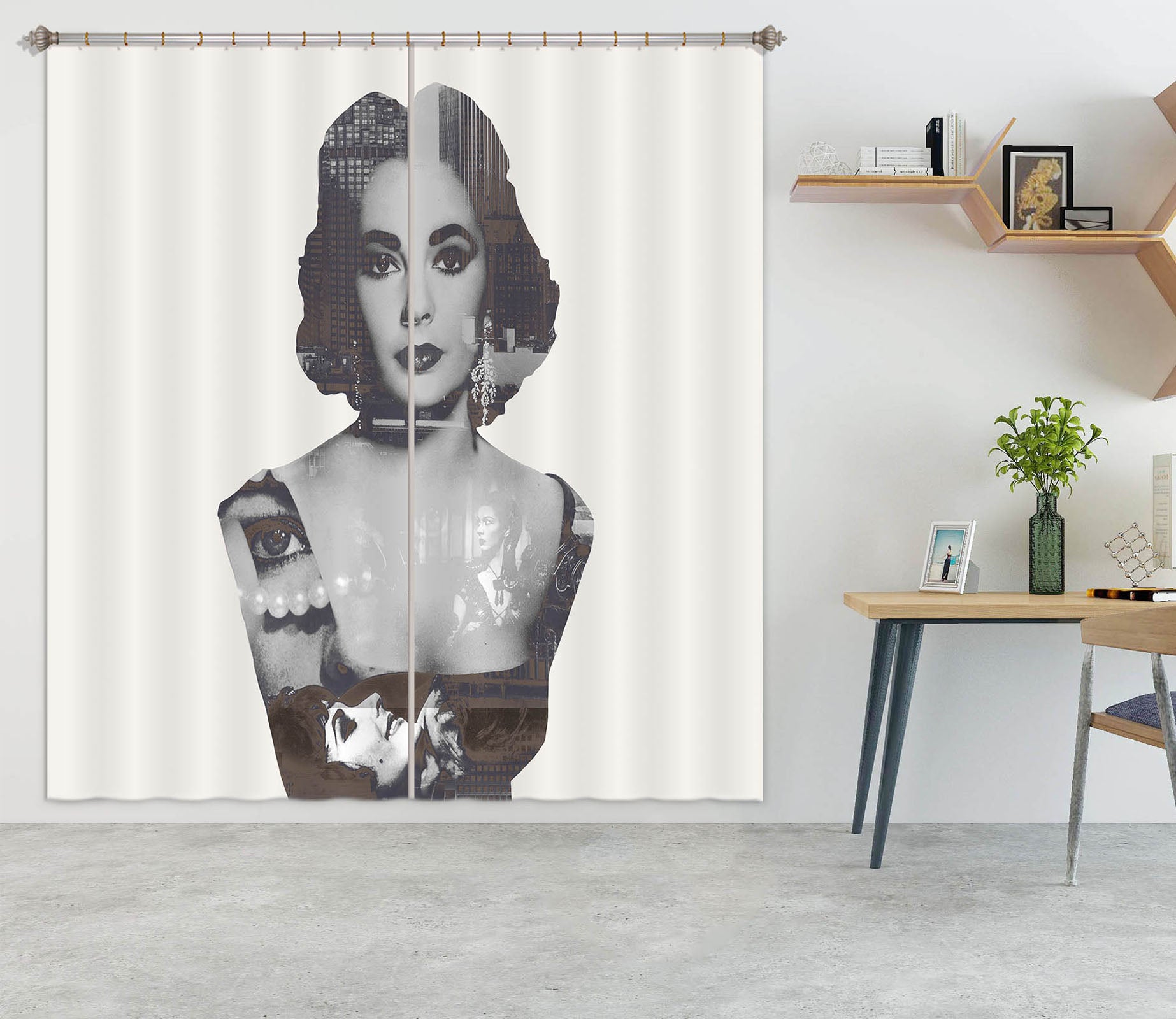 3D Short Hair Girl 042 Marco Cavazzana Curtain Curtains Drapes