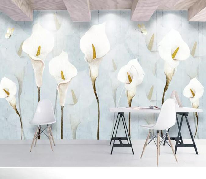 3D White Flowers 639 Wall Murals Wallpaper AJ Wallpaper 2 