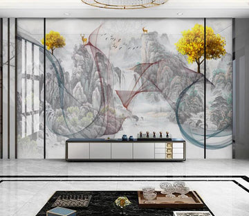 3D Alpine Trees 128 Wall Murals