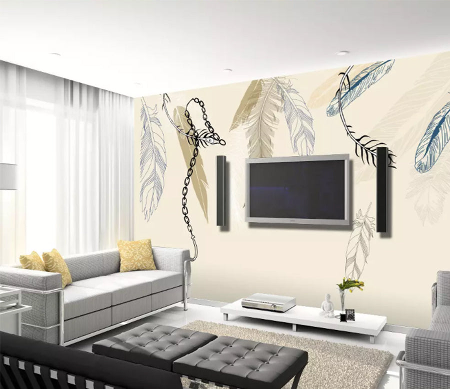 3D Painted Feather 2018 Wall Murals