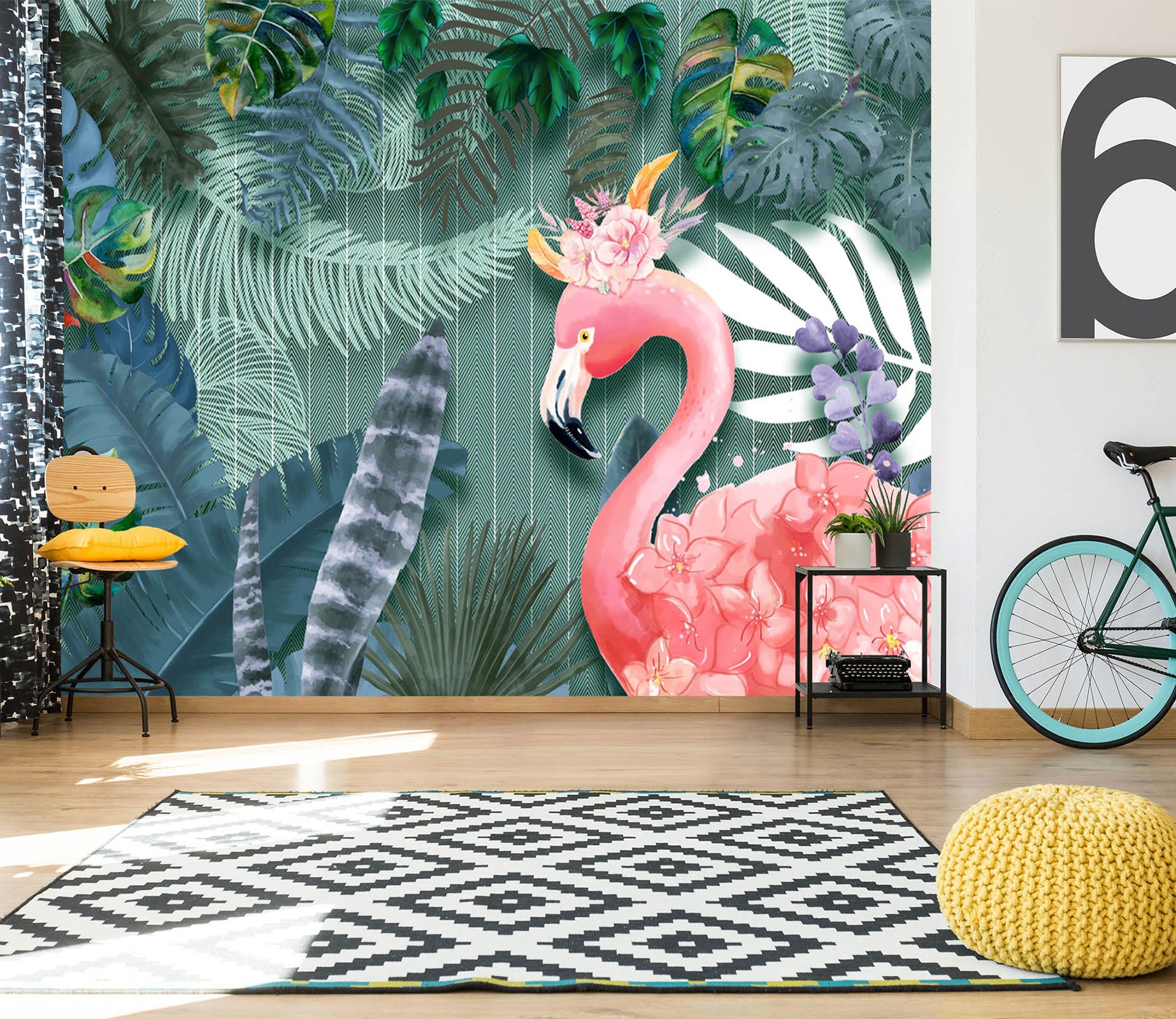 3D Flamingo Feathers 1551 Wall Murals