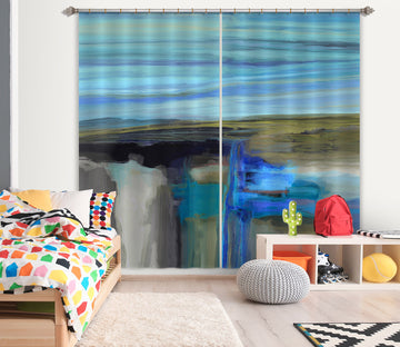 3D Blue Lake 065 Michael Tienhaara Curtain Curtains Drapes