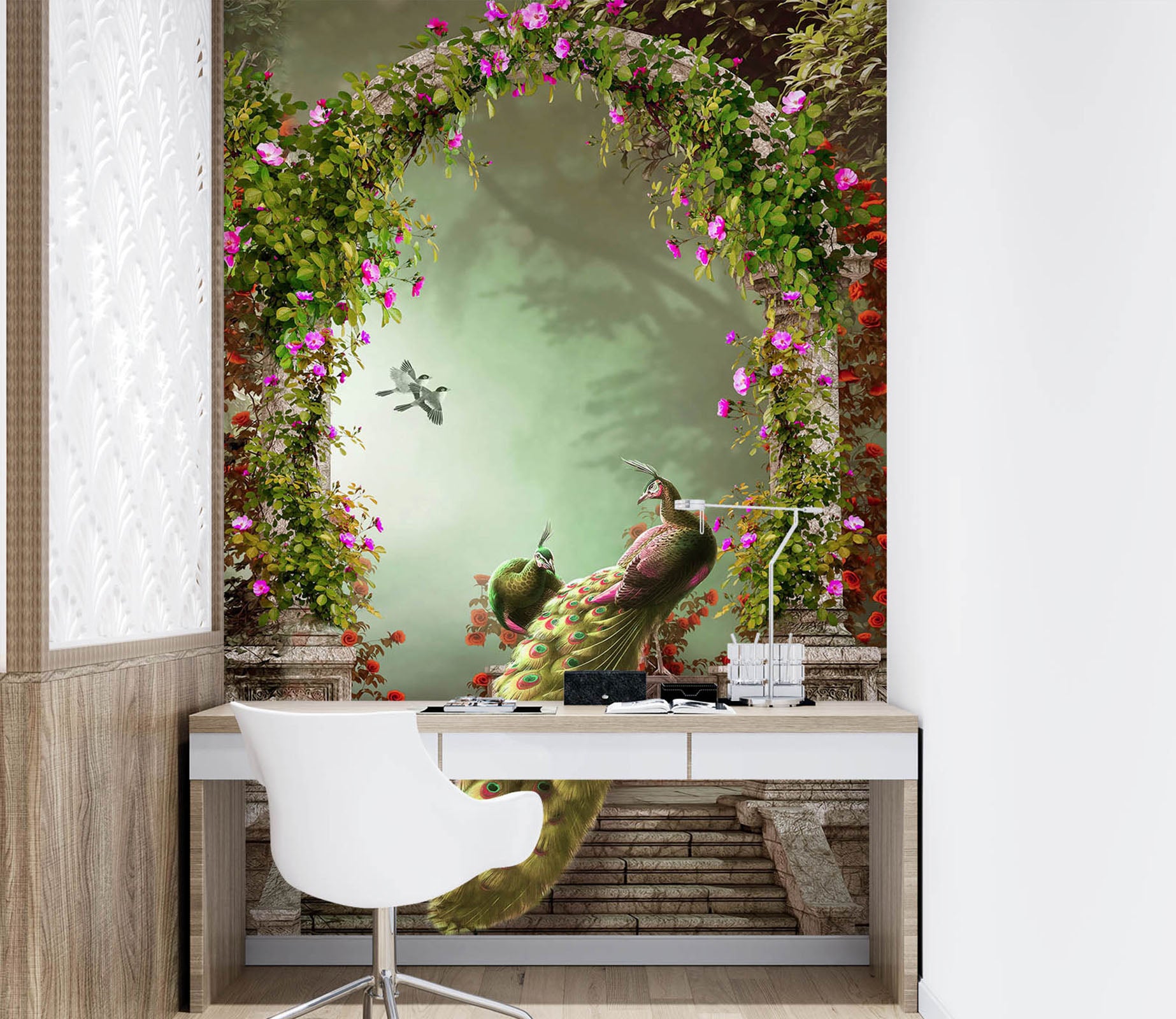 3D Green Peacock 1017 Wall Murals