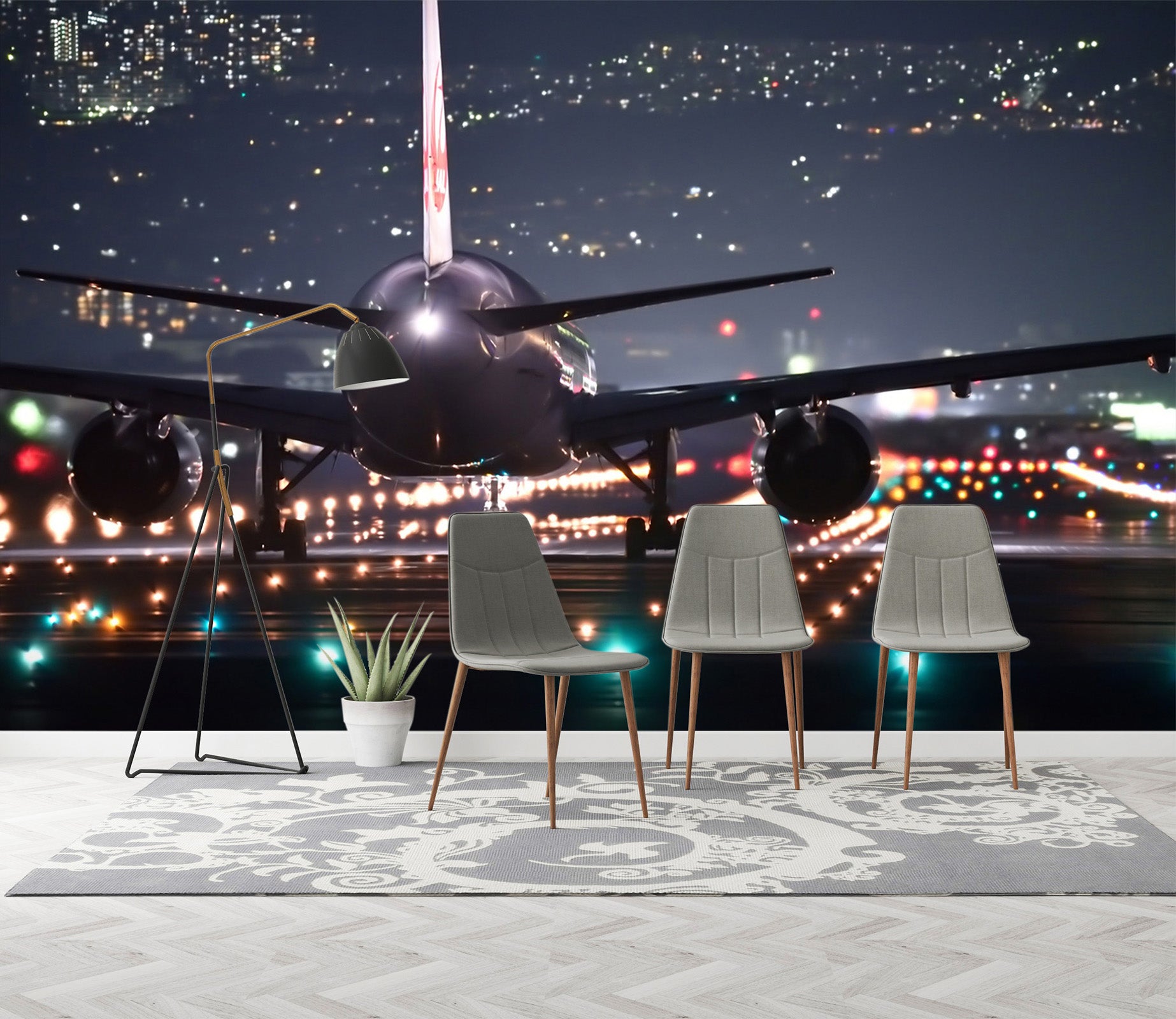 3D Night Airport 039 Vehicle Wall Murals