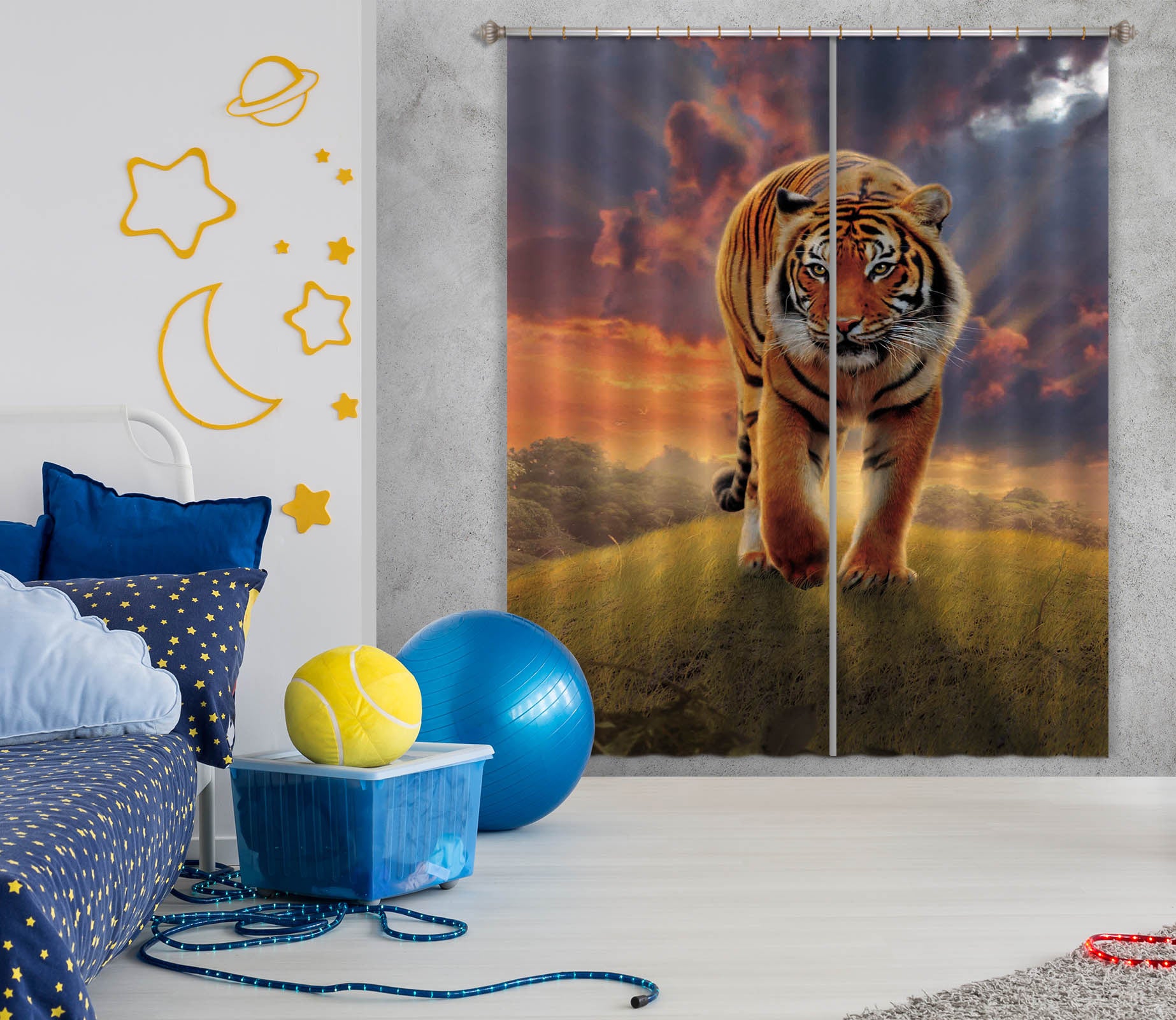 3D Rising Tiger 065 Vincent Hie Curtain Curtains Drapes