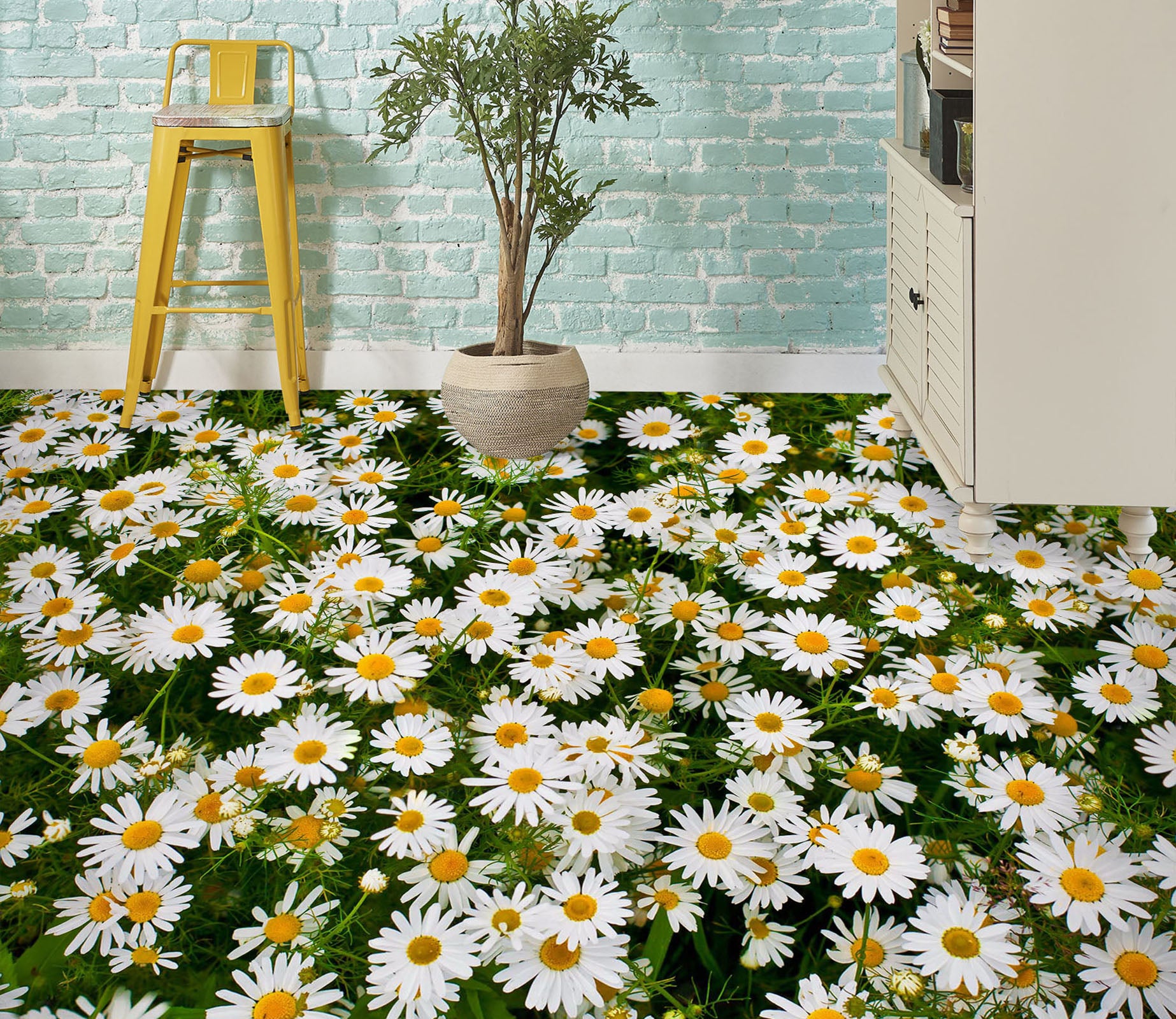 3D Lush Daisies 009 Floor Mural  Wallpaper Murals Rug & Mat Print Epoxy waterproof bath floor