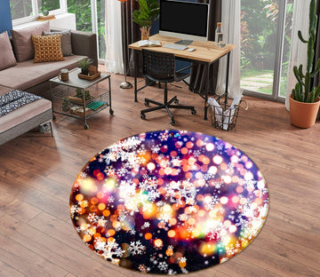 3D Color Light Shadow 56072 Christmas Round Non Slip Rug Mat Xmas