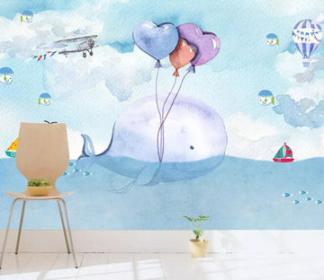 3D Whale Balloon WG33 Wall Murals Wallpaper AJ Wallpaper 2 