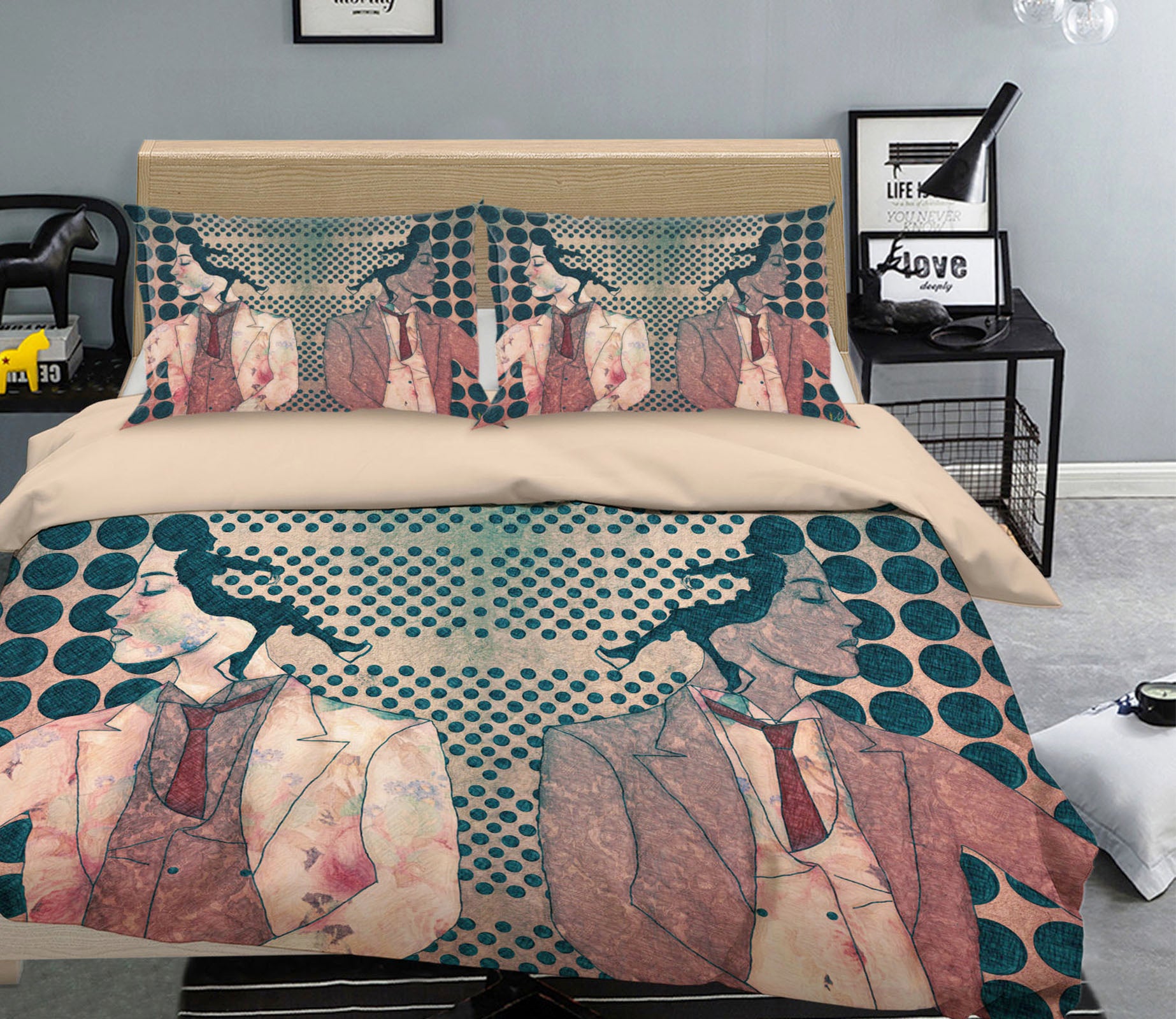 3D Suit Girl 2003 Marco Cavazzana Bedding Bed Pillowcases Quilt