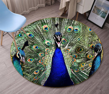 3D Peacock 082 Animal Round Non Slip Rug Mat Mat AJ Creativity Home 