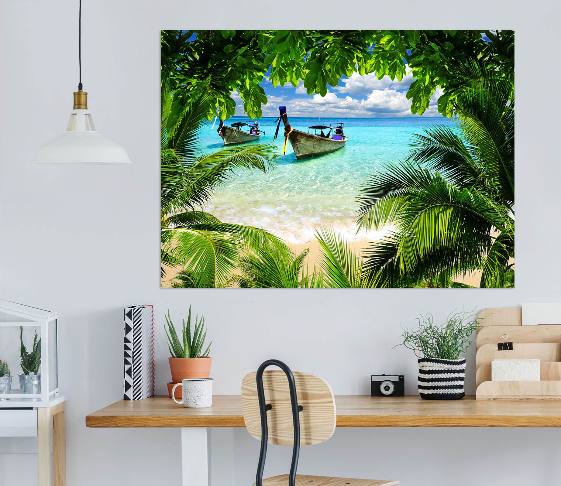 3D Wood Boat Sea 1060 Wall Sticker