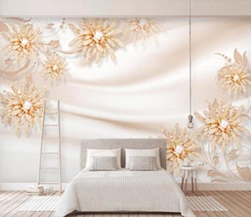 3D Golden Flowers 185 Wall Murals Wallpaper AJ Wallpaper 2 