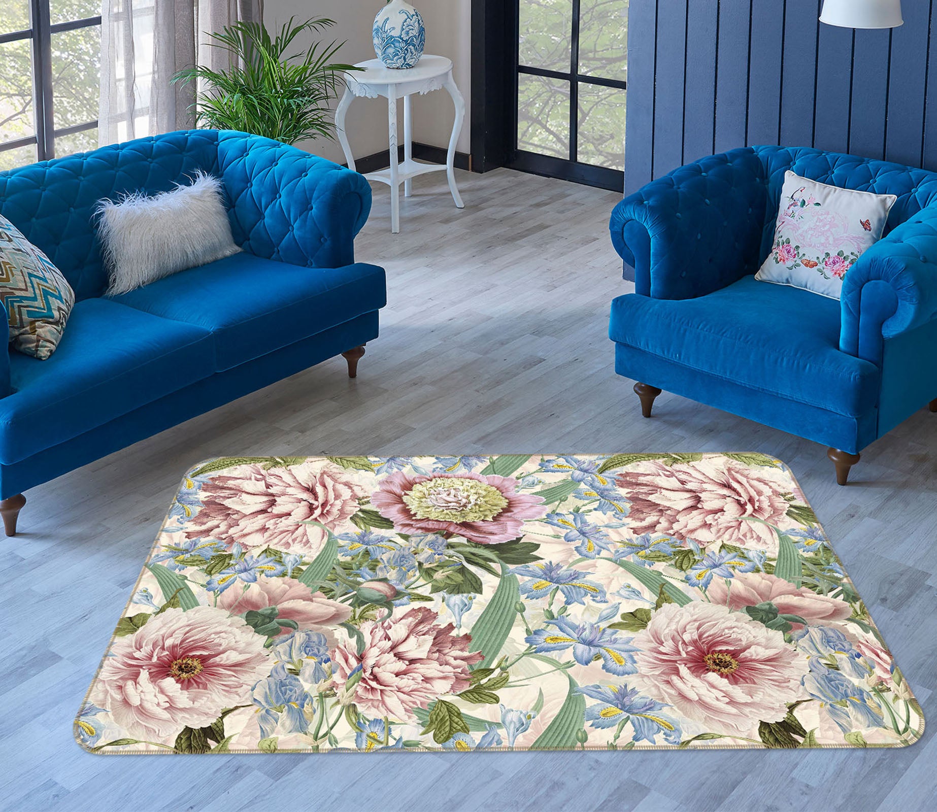 3D Flowers Bloom 173 Uta Naumann Rug Non Slip Rug Mat